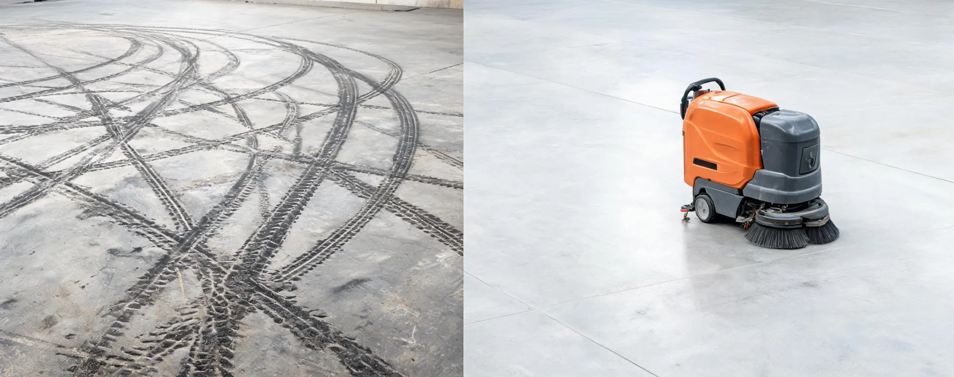 Before and after floor cleaning comparison